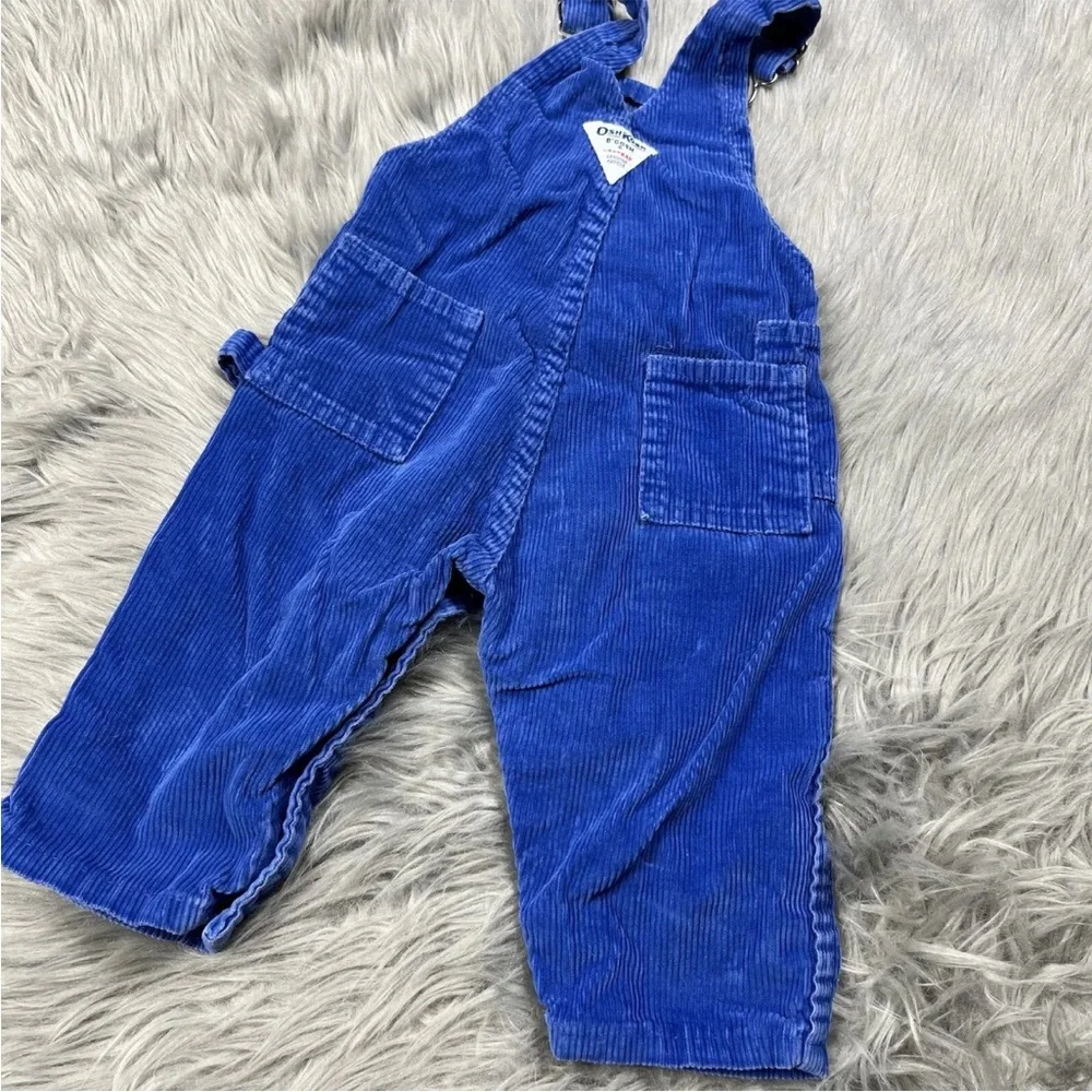 Vintage Oshkosh Bgosh Baby Boys Blue Corduroy Made USA Overalls
